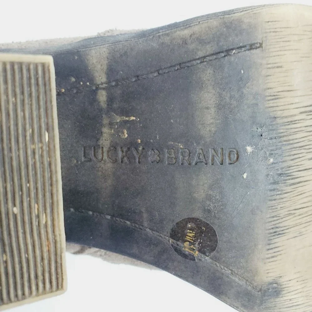 Lucky Brand Women's Everalda Tan Brown Side Zip Suede Ankle Booties Sz 7M - Picture 10 of 11